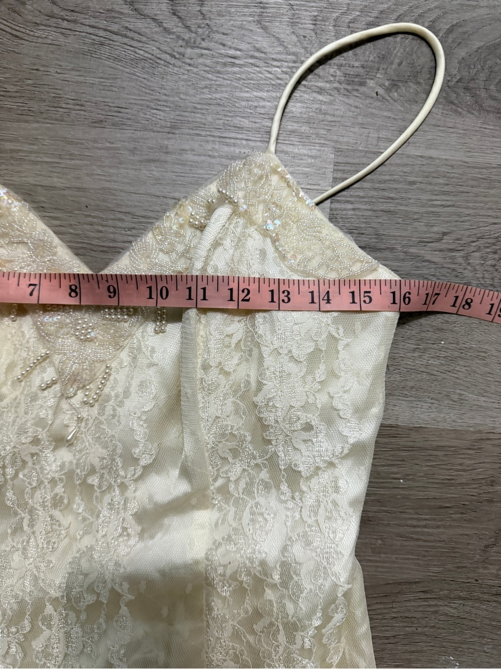Ivory Lace-Front Midi Slip Dress with Delicate Straps - Picture 9 of 11